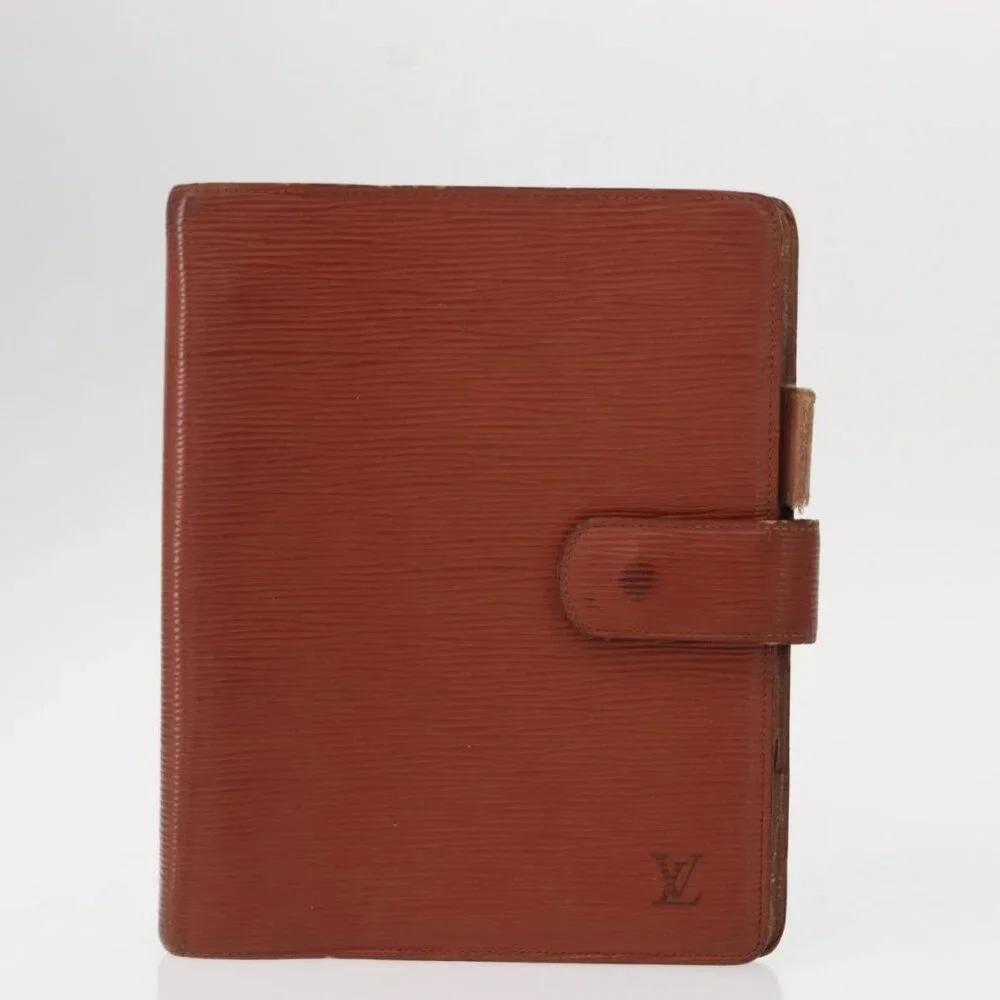 LOUIS VUITTON Epi Agenda Day Planner Cover 2 Set Red Brown LV Auth 151146